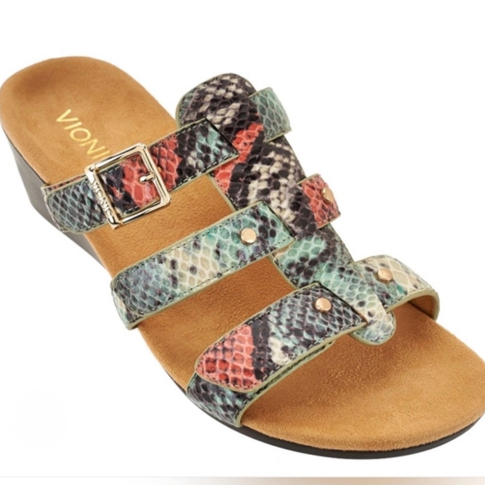 Wedge Slide Sandals in Snake Print - Women - Picture 3 of 12